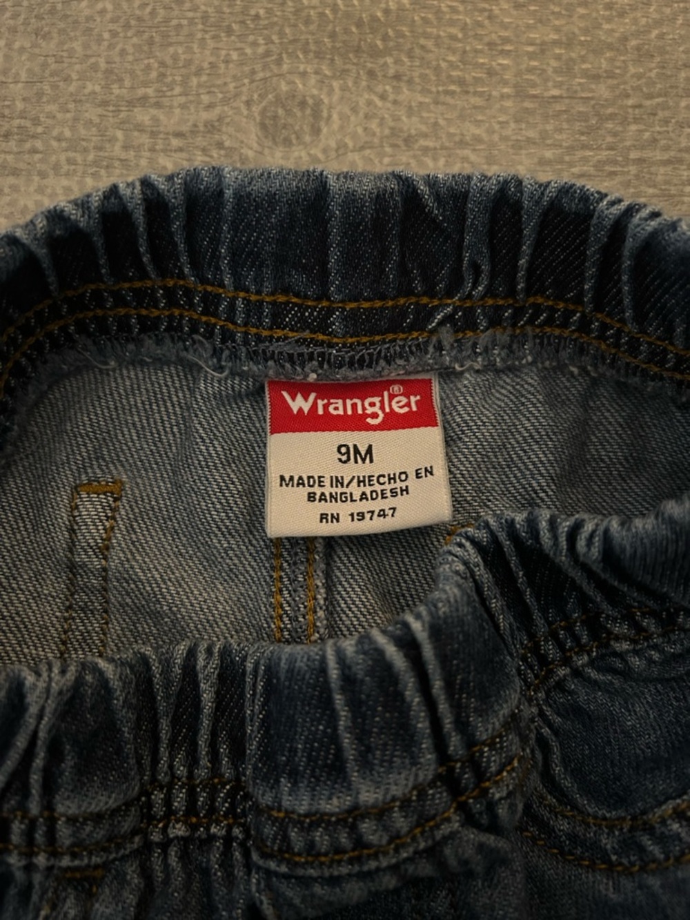 Baby Wrangler Dark Blue Toddler Denim Jeans with Elastic Waistband. Size 9M - Picture 4 of 5